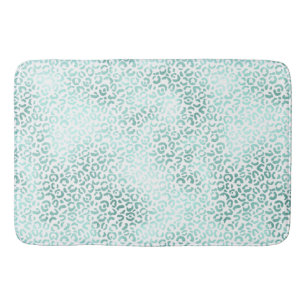 Girly Glam Mint Leopard Print Bath Mat