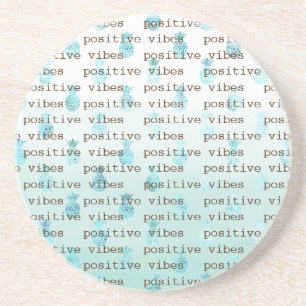 Girly Glam Mint Teal Aqua Tropical Pineapples Coaster