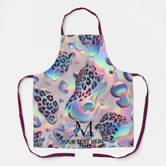 Girly Glam Opal Leopard Print All-Over Print Apron (Front)