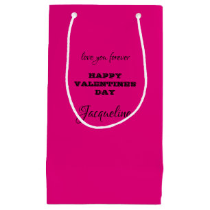 Girly Glam Personalized Hot Pink Valentine's Day Small Gift Bag