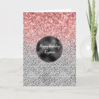 Girly Glam Pink Black White Leopard Print Glitter
