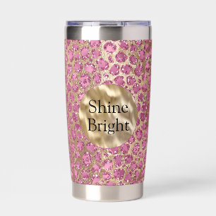 Girly Glam Pink Glitter Gold Leopard  Insulated Tumbler