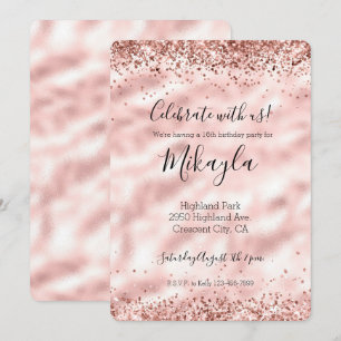 Girly Glam Pink Glitter Sparkle Confetti Invitation