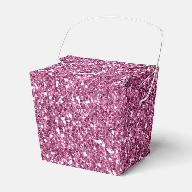 Girly Glam Pink Glitzy Glitter Favor Box (Front Side)