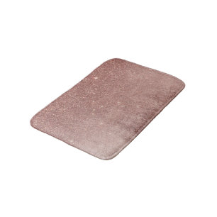Girly Glam Pink Rose Gold Foil and Glitter Mesh Bath Mat