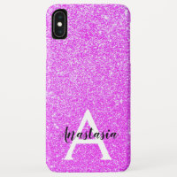 Girly Glam Purple Glitter Sparkles Monogram Name