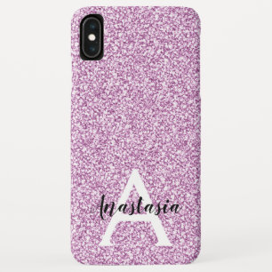 Girly Glam Purple Glitter Sparkles Monogram Name iPhone XS Max Case