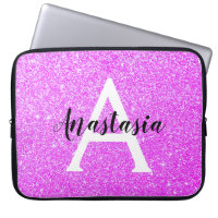 Girly Glam Purple Glitter Sparkles Monogram Name