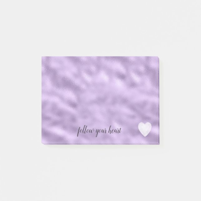 Girly Glam Purple Heart Personalized Inspirational Post-it Notes (Front)