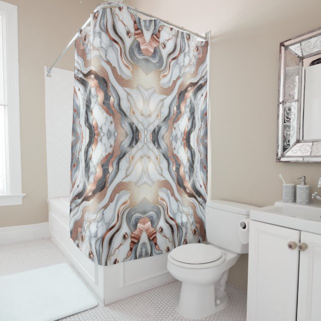 Girly Glam Rose Gold Silver & White Marble  (In Situ)