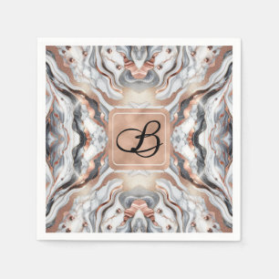 Girly Glam Rose Gold Silver & White Marble  Napkin