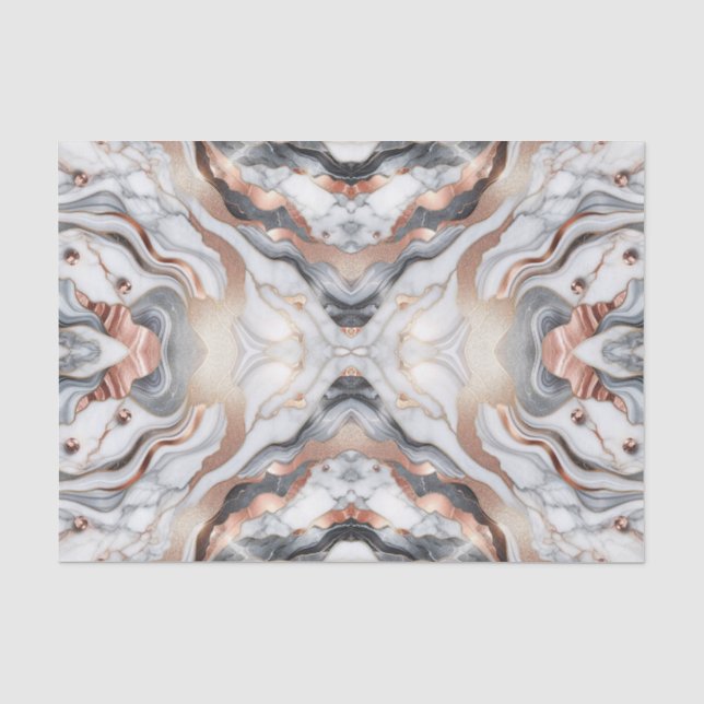 Girly Glam Rose Gold Silver & White Marble  Tissue Paper (Front)