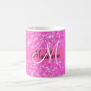Girly Glamour Hot Pink Glitter Coffee Mug