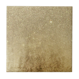 Girly Glamourous Gold Foil and Glitter Mesh Tile