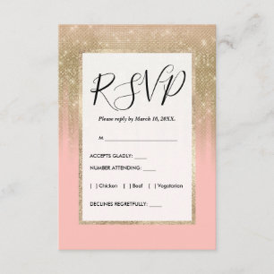 Girly Glamourous Pink Gold Glitter Striped Gradien Enclosure Card