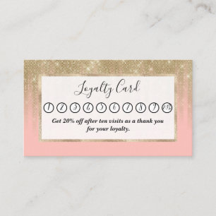 Girly Glamourous Pink Gold Glitter Striped Gradien Loyalty Card