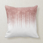 Girly Glamourous Rose Gold Glitter Striped Gradien Throw Pillow<br><div class="desc">This glamourous, modern, and girly design if perfect for the elegant fashionista. It features a faux printed sparkly rose gold glitter sequin striped ombre gradient on top of a simple white background. It's pretty, beautiful, and girly! ***IMPORTANT DESIGN NOTE: For any custom design request such as matching product requests, colour...</div>