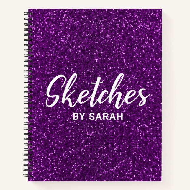 Girly Glitter Artist Sketchbook Notebook Notepad (Front)