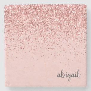 Girly Glitter Blush Pink Sparkle Modern Party Stone Coaster