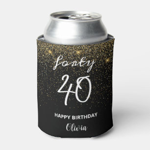 Girly glitter Custom modern 40th birthday  Can Cooler