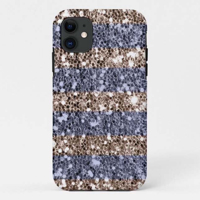 Girly Glitter Look Stripes in Violet Silver Case-Mate iPhone Case (Back)