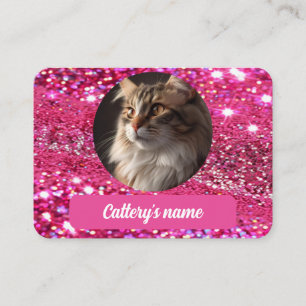 Girly Glitter Pink Custom Business Card Cattery