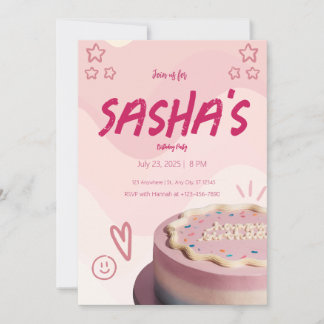 girly glitter pink cute birthday Invitation