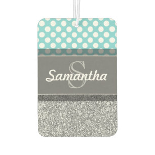 Girly Glitter Print Pattern with Custom Monograms Air Freshener
