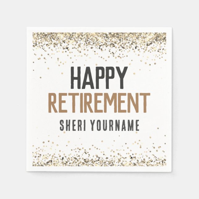 Girly Glitter Retirement Party Napkins (Front)