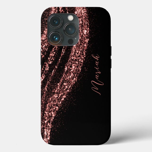 Girly Glitter Rose Gold - Black Sparkle Rainbow  Case-Mate iPhone Case (Back)