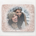 Girly Glitter  Rose Gold Photo Template Mouse Pad<br><div class="desc">Pretty and girly mouse mat  template. It consists of a rose gold sparkly glitter frame which gradually fades out to reveal your favourite photo. Customize to create your own unique gift.</div>