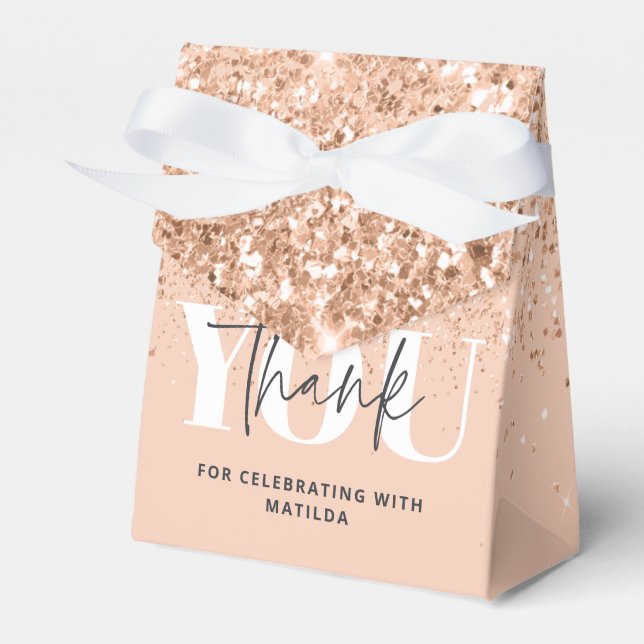 Girly glitter sparkle modern 18th birthday party  favor box (Front Side)