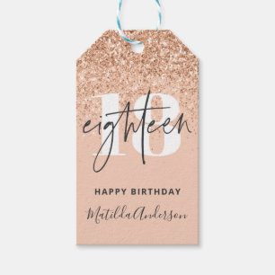 Girly glitter sparkle modern 18th birthday party  gift tags