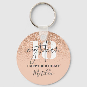 Girly glitter sparkle modern 18th birthday party keychain