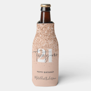 Girly glitter sparkle modern 21st birthday party  bottle cooler