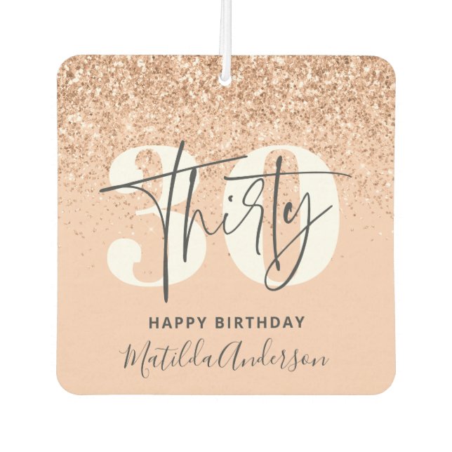 Girly glitter sparkle modern 30th birthday air freshener (Front)