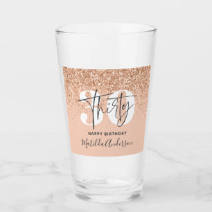 Girly glitter sparkle modern 30th birthday  glass