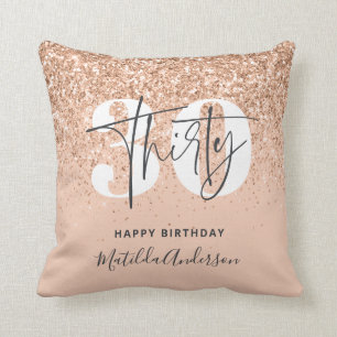 Girly glitter sparkle modern 30th birthday throw pillow