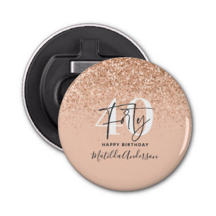 Girly glitter sparkle modern 40th birthday party  bottle opener