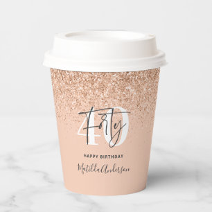 Girly glitter sparkle modern 40th birthday party paper cups