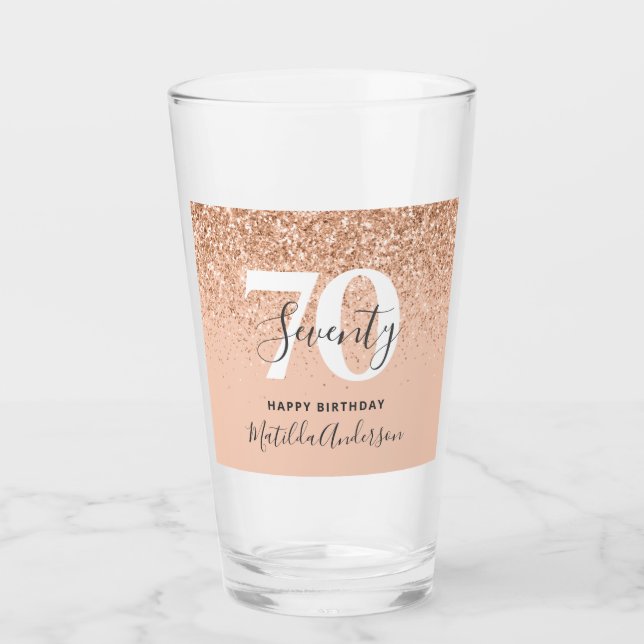 Girly glitter sparkle modern  birthday  glass (Front)
