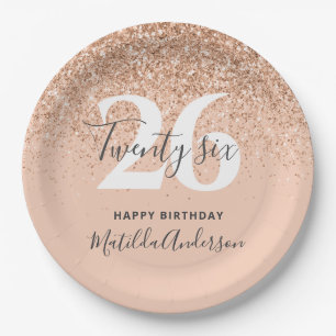 Girly glitter sparkle modern  birthday party paper paper plate