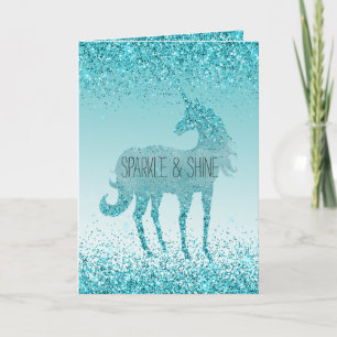 Girly Glitz Aqua Turquoise Glitter Card