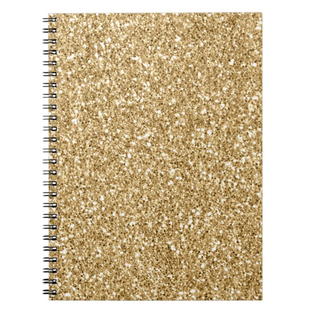 Girly Glitzy Gold Glitter Notebook (Front)