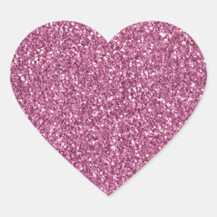 Girly Glitzy Pink Glitter Heart Sticker