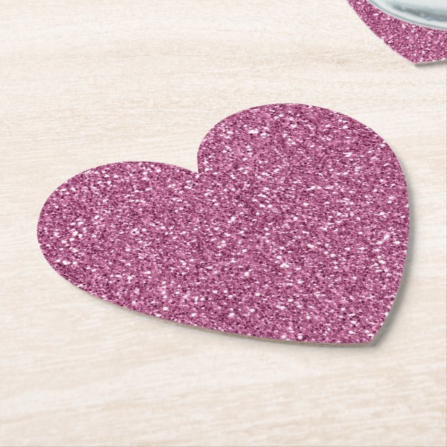 Girly Glitzy Pink Glitter Paper Coaster (Angled)