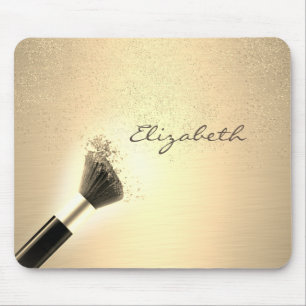 Girly,Gold Confetti ,Makeup Brush ,Personalized Mouse Pad