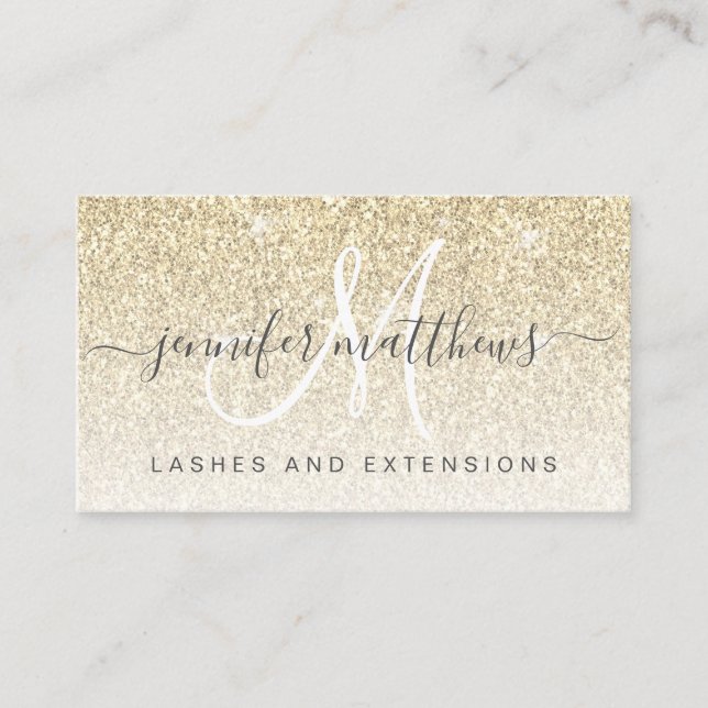 Girly Gold Glitter Lashes Salon Open Covid Safety Business Card (Front)