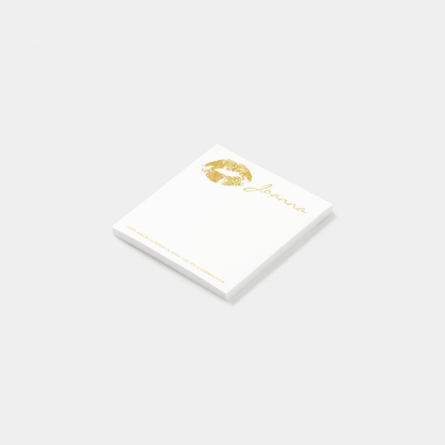 Girly Gold Glitter Lips Post-it Notes (Angled)