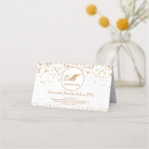 Girly Gold Glittery Luxury Monogram Beauty Salon